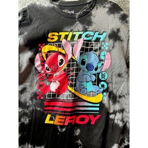 Disney Stitch Leroy T-Shirt Men’s L Black Tie Dye Graphic Lilo & Stitch